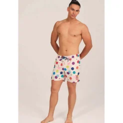Hombre MUNICH Bañadores Y Toallas<BAÑADOR ESTAMPADO LARGO BLANCO LUNARES