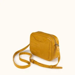 Mujer MUNICH Colección Mujer|Bolsos Pequeños<BLOCK CROCO FW25 CROSSBODY CAMERA C/MOUSTARD