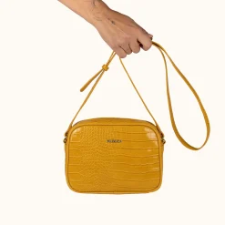 Mujer MUNICH Colección Mujer|Bolsos Pequeños<BLOCK CROCO FW25 CROSSBODY CAMERA C/MOUSTARD