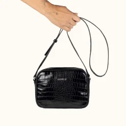 Mujer MUNICH Colección Mujer|Bolsos Pequeños<BLOCK CROCO FW25 CROSSBODY CAMERA C/BLACK