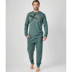 Hombre MUNICH Pijamas<Pijama hombre dos piezas de algodón verde.