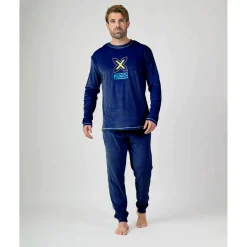 Hombre MUNICH Pijamas<Pijama hombre dos piezas de terciopelo marino.