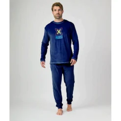 Hombre MUNICH Pijamas<Pijama hombre dos piezas de terciopelo marino.
