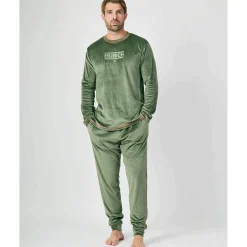 Hombre MUNICH Pijamas<Pijama hombre dos piezas de terciopelo verde.