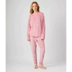 Mujer MUNICH Pijamas<Pijama mujer dos piezas de terciopelo rosa.