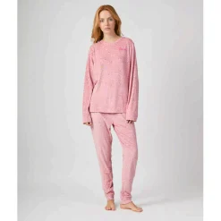 Mujer MUNICH Pijamas<Pijama mujer dos piezas de terciopelo rosa.