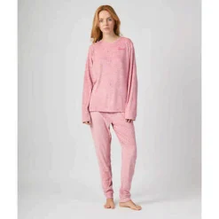 Mujer MUNICH Pijamas<Pijama mujer dos piezas de terciopelo rosa.