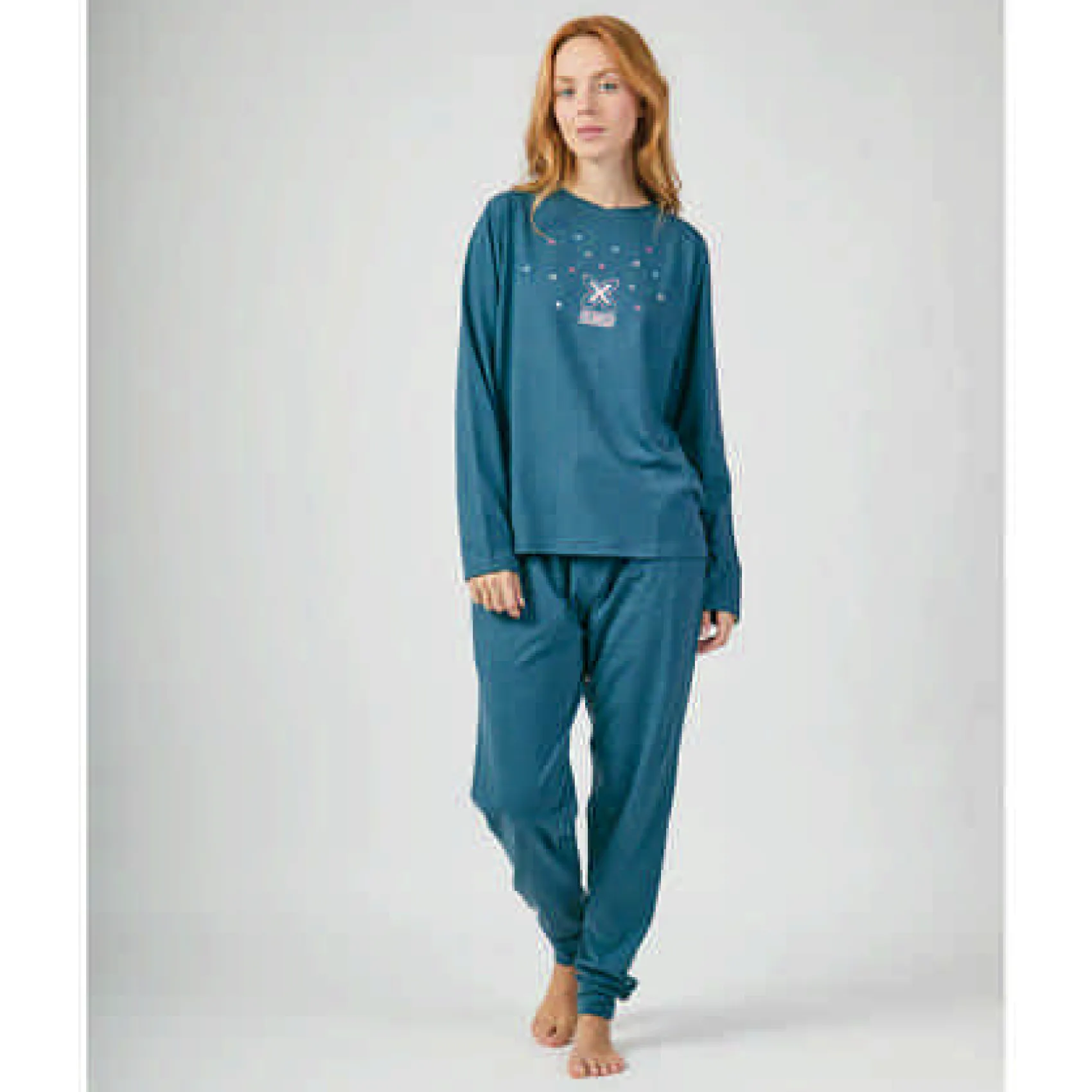 Mujer MUNICH Pijamas<Pijama mujer dos piezas de algodón azul.